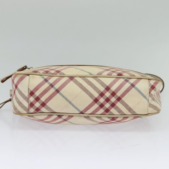 BURBERRY Nova Check Blue Label Shoulder Bag Canvas Beige Silver Auth 118746 - Picture 6 of 16